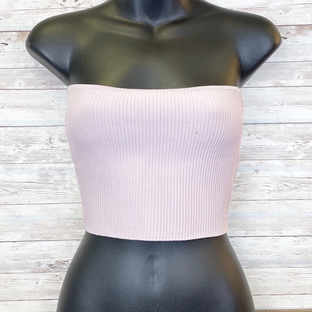 LA Hearts Blush Pink Stretchy Ribbed Tube Top Crop